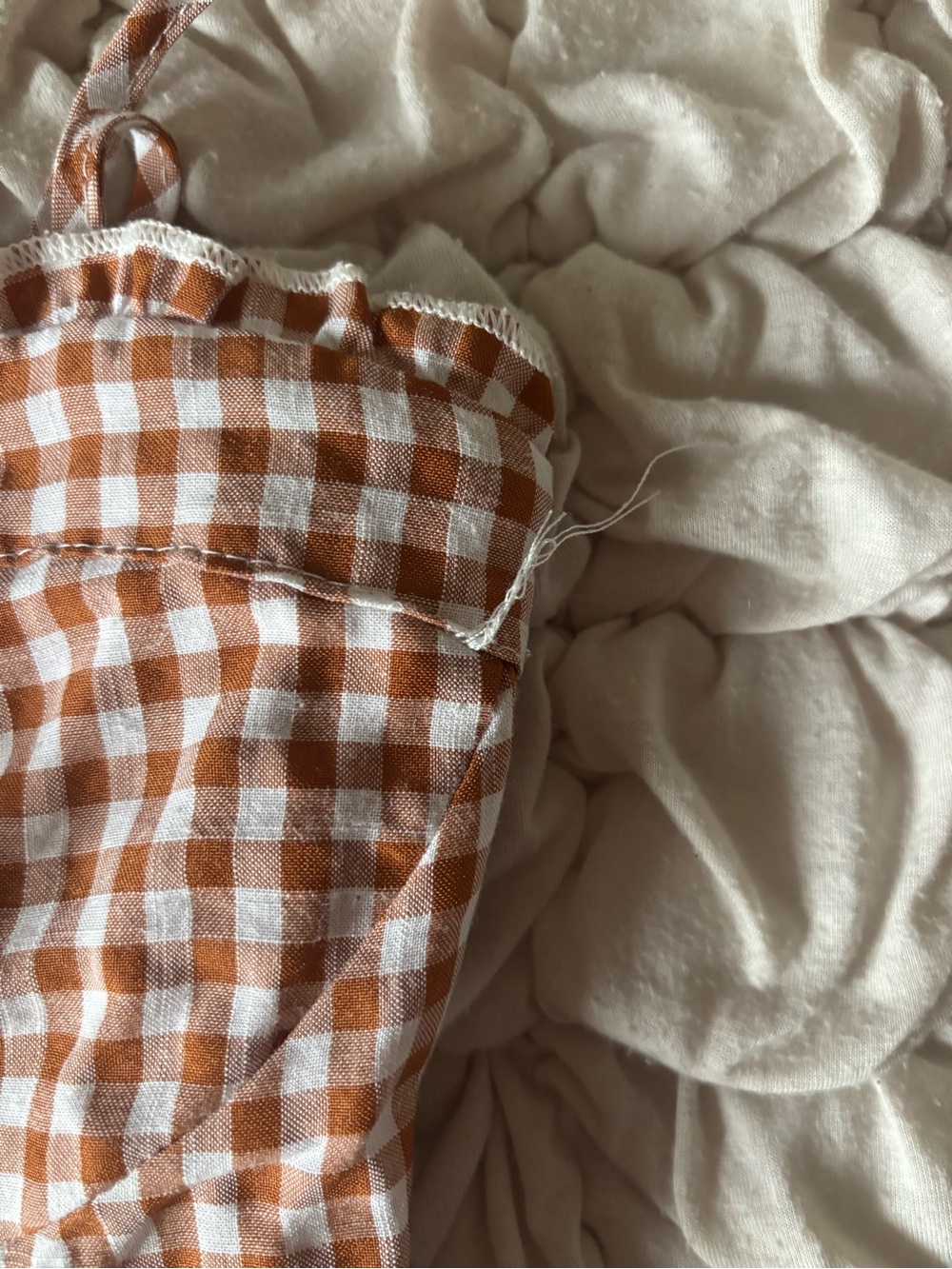 Princess Polly Rust and White Gingham Tie-Front Cropped Cami - Picture 4 of 4